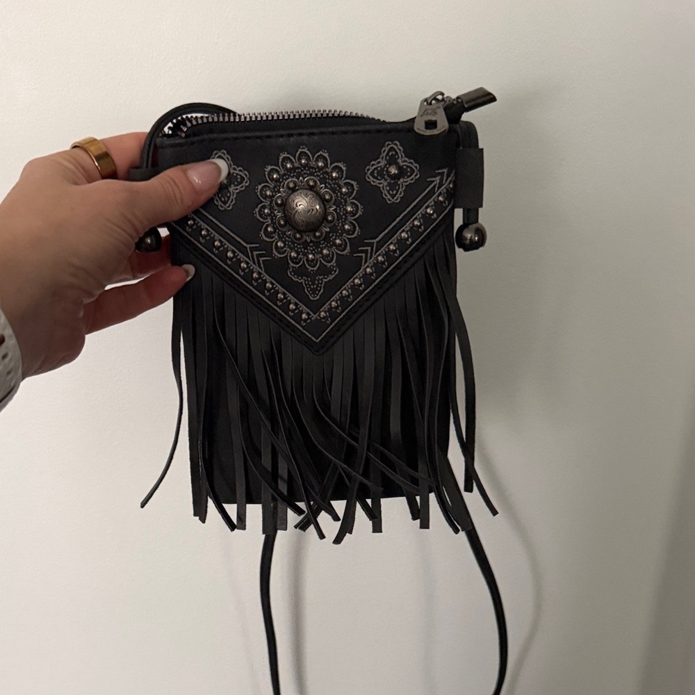 Elegant Black Embellished Crossbody Bag